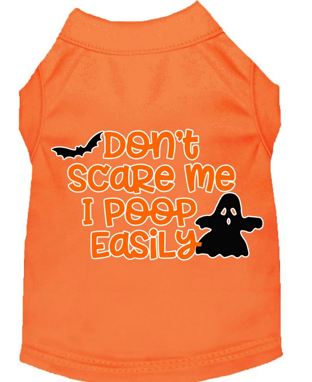 Don't Scare Me, Poops Easily Screen Print Dog Shirt Orange XXL